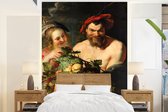 Behang - Fotobehang Nimf en sater - Schilderij van Peter Paul Rubens - Breedte 165 cm x hoogte 220 cm