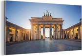 Wanddecoratie Metaal - Aluminium Schilderij Industrieel - Brandenburger Tor - Berlijn - zonsopgang - 160x80 cm - Dibond - Foto op aluminium - Industriële muurdecoratie - Voor de woonkamer/slaapkamer