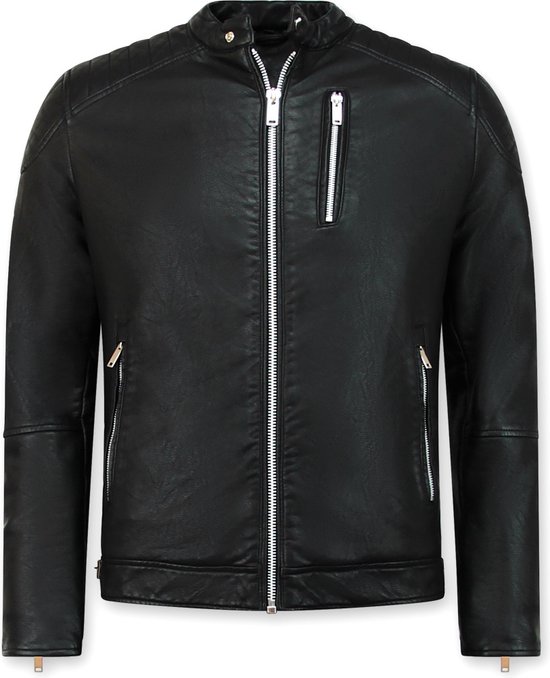 Enos Faux cuir veste hommes - Motor Jacket - Black Jacket Men Jacket Taille S