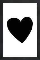 JUNIQE - Poster in houten lijst Big Heart -30x45 /Wit & Zwart