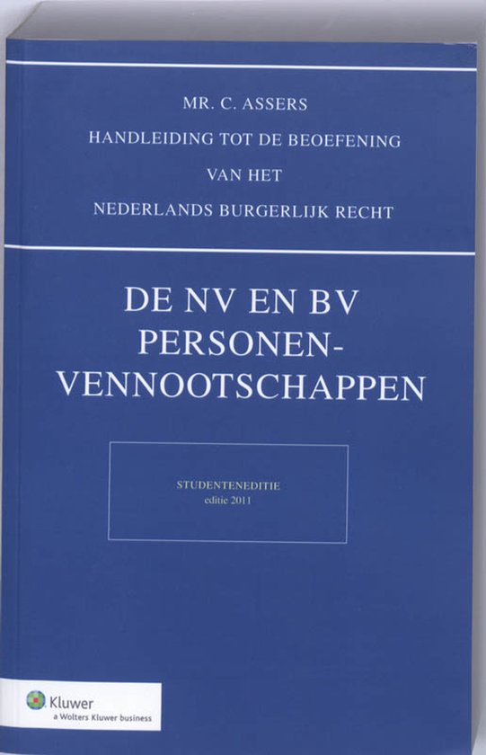 Asser NV en BV, Personenvenootschappen studenteneditie 2011 - cover
