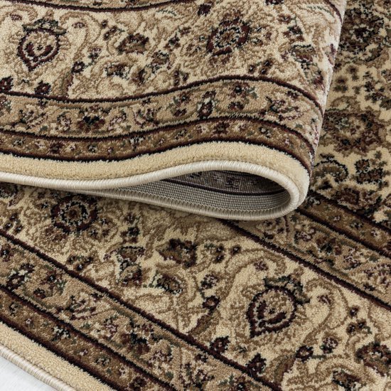 Tapis Impression Tabriz Oriental Classique à Poils Ras Beige - 120x170 CM