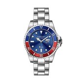 Longbo - Unisex Horloge - Zilver/Blauw/Rood - 36mm