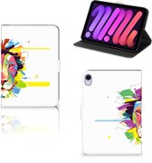 Tablethoesje met Naam iPad Mini 6 (2021) Cover met Magneetsluiting Super als Cadeautjes voor Jongens Lion Color