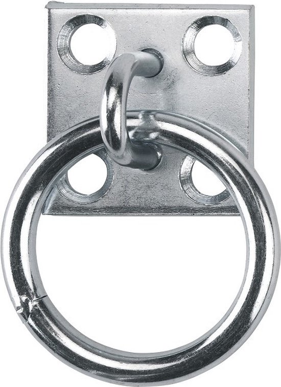 Excellent anneau d'attache/fixation stable - Pour un montage stable sur un mur en pierre ou un mur en caisson - Acier galvanisé - Argent