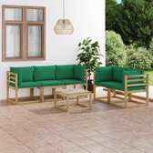 Decoways - 6-delige Loungeset met groene kussens