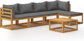 Decoways - 5-delige Loungeset met kussens massief acaciahout