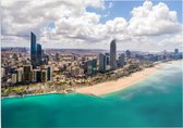 Aerial skyline en kustlijn van Abu Dhabi stad - Foto op Forex - 80 x 60 cm