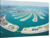 Indrukwekkende close-up van Palm Island op zee in Dubai - Foto op Canvas - 45 x 30 cm