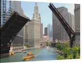 Plezierboten op het waterfront in Downtown Chicago - Foto op Canvas - 150 x 100 cm