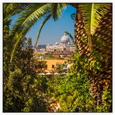 Uitzicht op de koepel van Vaticaanstad in Rome - Foto op Akoestisch paneel - 120 x 120 cm
