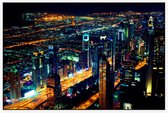 De imposante skyline van downtown Dubai bij nacht - Foto op Akoestisch paneel - 150 x 100 cm