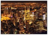 Luchtfoto van nachtelijk Manhattan in New York City - Foto op Akoestisch paneel - 80 x 60 cm