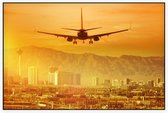 Vliegtuig richting Las Vegas in de Mojavewoestijn - Foto op Akoestisch paneel - 225 x 150 cm