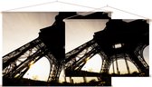 Detail van de Eiffeltoren op een zomeravond in Parijs - Foto op Textielposter - 120 x 80 cm