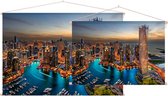 De jachthaven en indrukwekkende skyline van Dubai - Foto op Textielposter - 45 x 30 cm