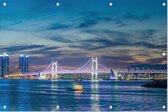 De Gwanganbrug en skyline van Haeundae-gu in Busan - Foto op Tuinposter - 60 x 40 cm