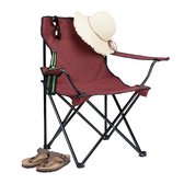 relaxdays chaise de camping pliable - avec porte-gobelet - chaise pliante légère - chaise de pêche rouge