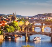 Zonsondergang op een mooie lentedag in Praag - Fotobehang (in banen) - 350 x 260 cm