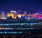 Indrukwekkende skyline van Las Vegas in Nevada bij nacht - Fotobehang (in banen) - 450 x 260 cm