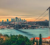 Panoramisch beeld van de Bosporusbrug in Istanbul - Fotobehang (in banen) - 250 x 260 cm