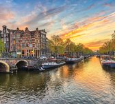 De Amsterdamse grachtengordel bij zonsondergang - Fotobehang (in banen) - 250 x 260 cm