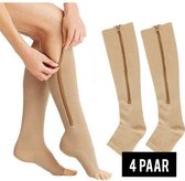 Compressie sokken L/XL(40-44) - 4 paar compressie sokken zwanger - Compressie sokken met rits -  steunkousen kopen - Spatader sokken - Compressie koussen