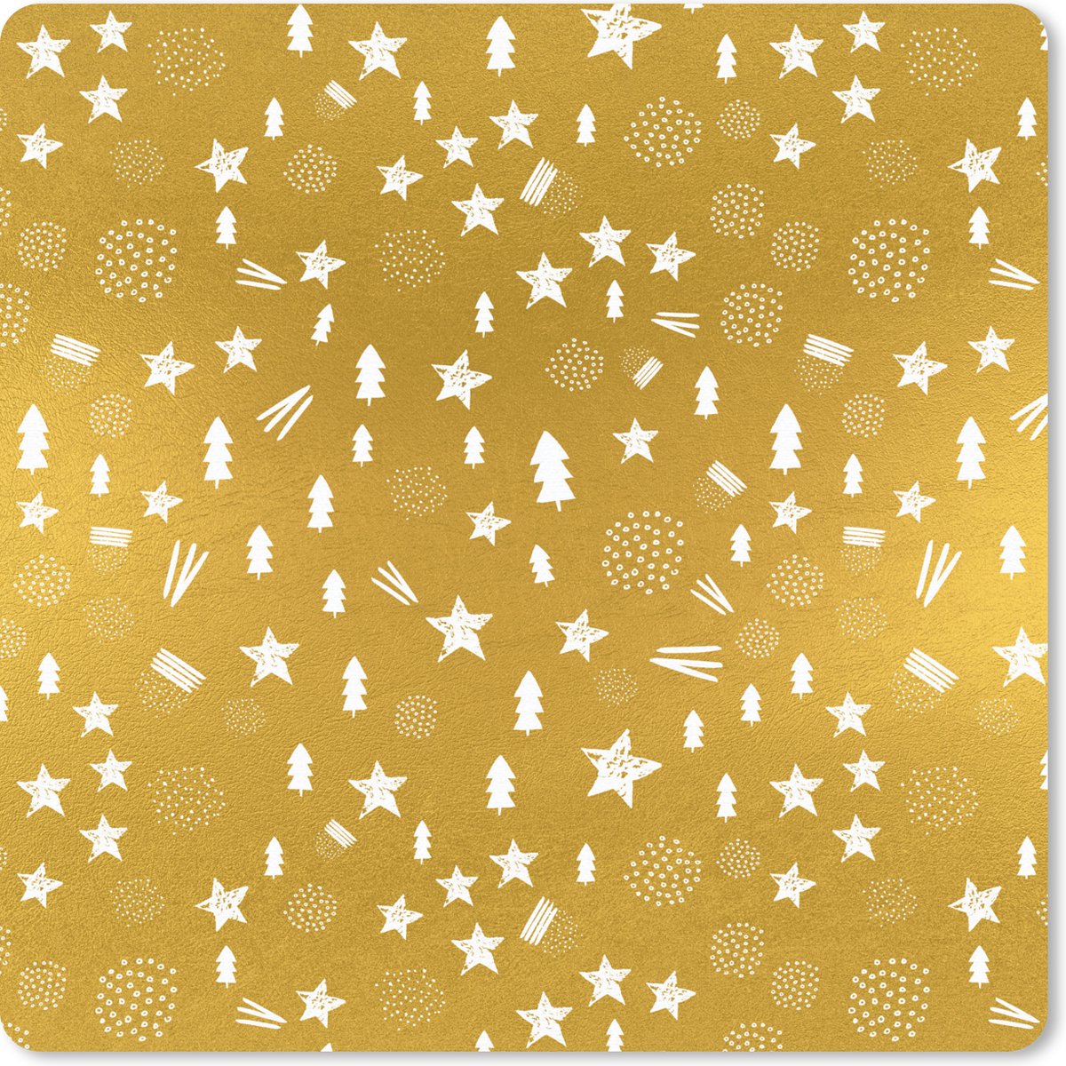 Muismat 30x30 cm - Mousepad Kerst - Goud - Patronen - Muismatten