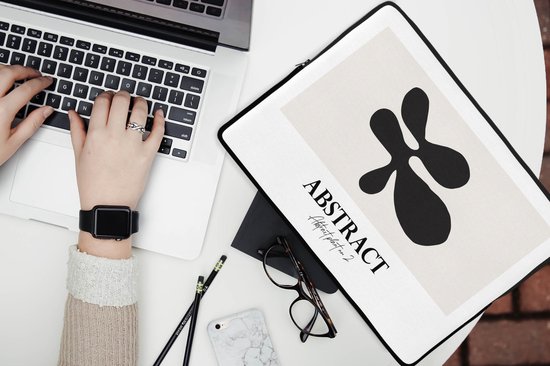 Housse pour ordinateur portable 13 pouces - Zwart - Beige - Abstrait - Housse pour ordinateur portable