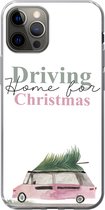 Geschikt voor iPhone 12 Pro hoesje - Kerst - Driving home for Christmas - Auto - Quotes - Spreuken - Siliconen Telefoonhoesje