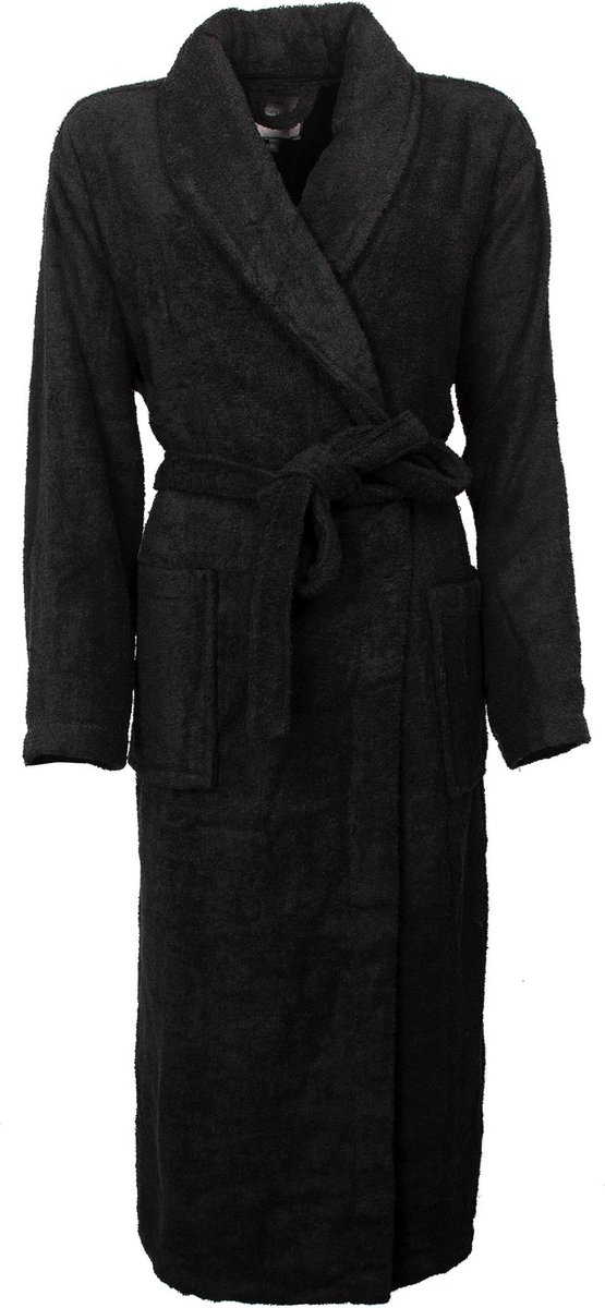 Tenderness Dames Badjas - Katoen - Ceintuur Sluiting - Zwart - Maat L