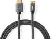 High Speed ​​HDMI™-Kabel met Ethernet | HDMI™ Connector | HDMI™ Mini-Connector | 4K@60Hz | 18 Gbps | 2.00 m | Rond | Katoen | Antraciet / Gunmetal | Cover Window Box