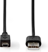 Nedis USB-Kabel - USB 2.0 - USB-A Male - USB Mini-B 5-Pins Male - 4.5 W - 480 Mbps - Vernikkeld - 3.00 m - Rond - PVC - Zwart - Label