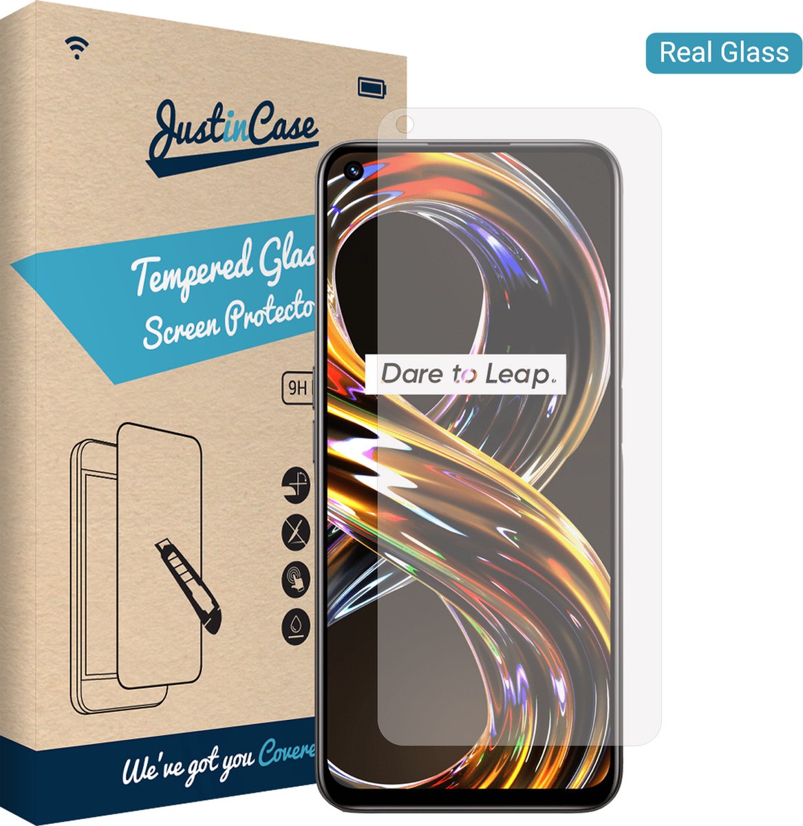 Just in Case screenprotector geschikt voor Realme 8i - Screenprotector Gehard Glas