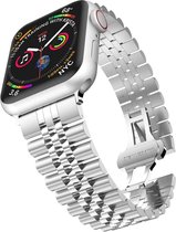 Stalen Smartwatch bandje - Geschikt voor Apple Watch Jubilee stalen band - zilver - Strap-it Horlogeband / Polsband / Armband - Maat: 42 - 44 - 45 - 49mm