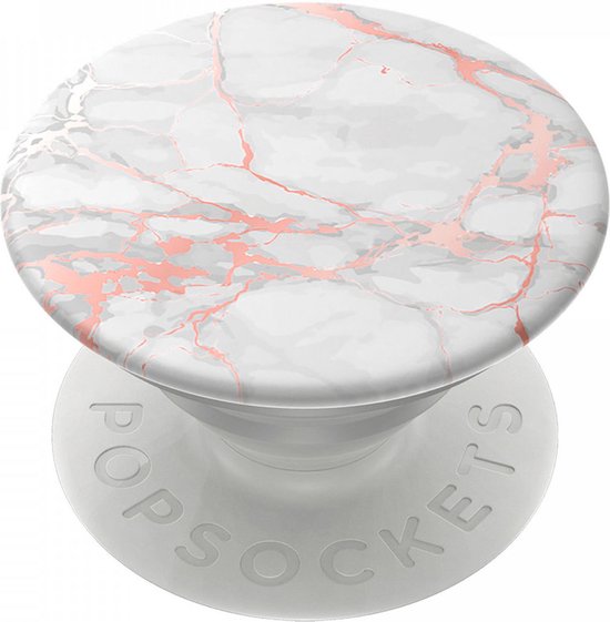 Foto: Popsockets popgrip verwisselbare telefoonbutton en standaard rose gold lutz marble