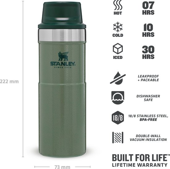 Stanley Trigger-Action Travel Mug 0.47L - thermosfles - Hammertone Green - Stanley PMI