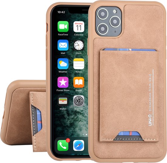 Série de cartes d'accessoires UNIQ Apple iPhone 11 Pro Max Housse de protection arrière Porte-cartes marron pour Apple iPhone 11 Pro Max - 2 positions de visualisation