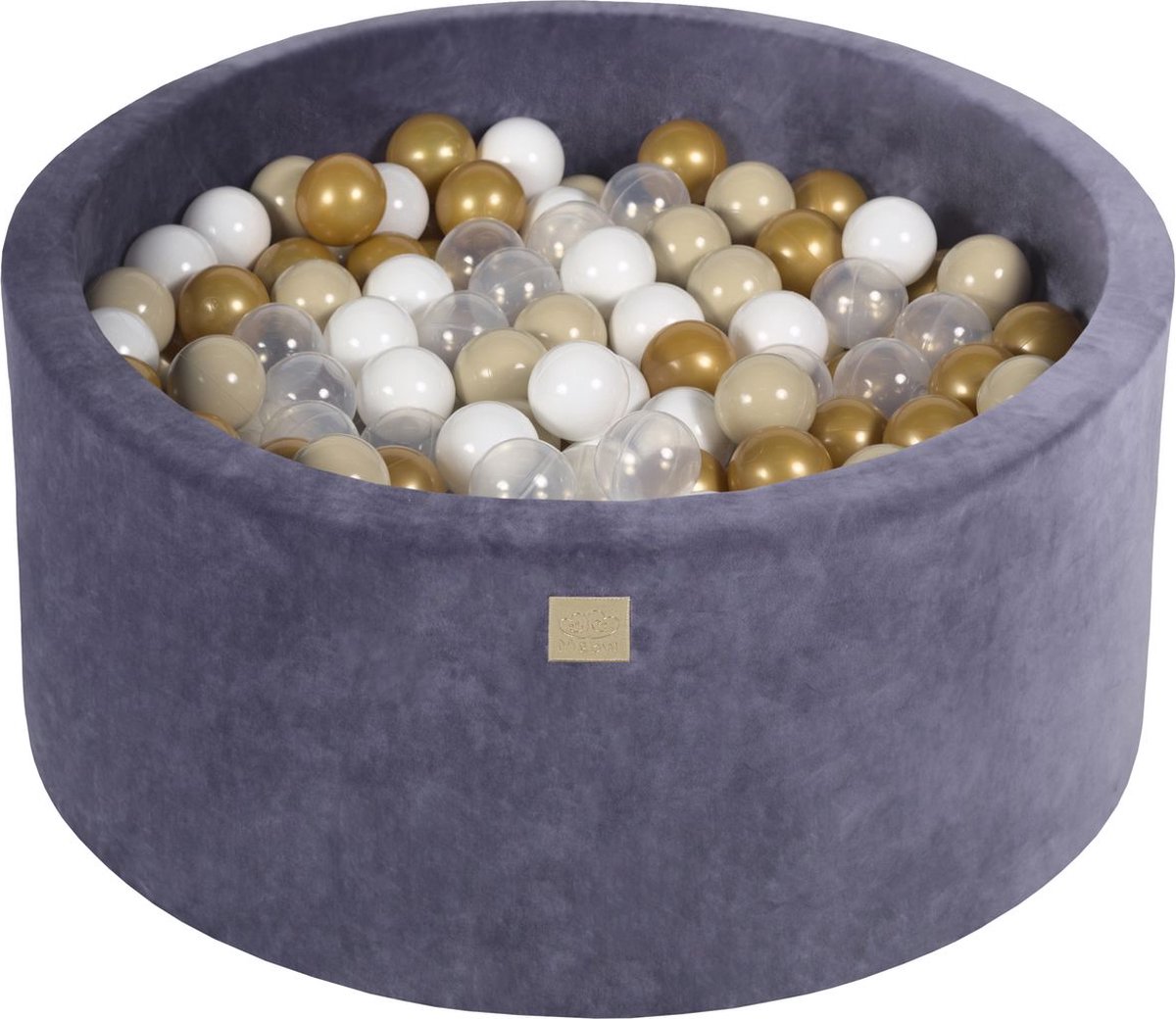 Ballenbak VELVET Grafiet - 90x40 incl. 300 ballen - Goud, Beige, Wit, Transparant