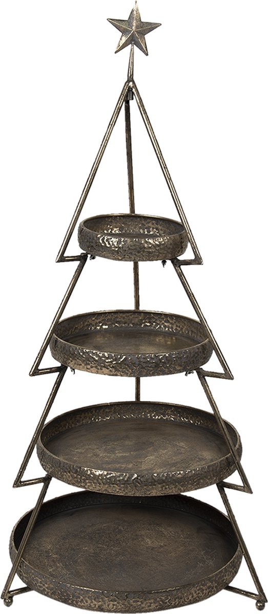 Clayre & Eef Etagère Kerstboom 102 cm Koperkleurig IJzer