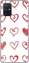 Geschikt voor Samsung Galaxy A51 5G hoesje - Een illustratie met hartjes in verschillende vormen - Siliconen Telefoonhoesje