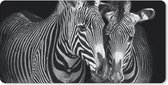 Bureauonderlegger - Dierenprofiel zebra's in zwart-wit - 60x30 - Muismat