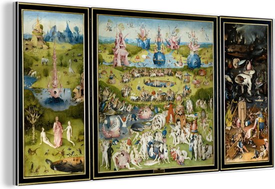 Wanddecoratie Metaal - Aluminium Schilderij - Tuin der lusten - schilderij van Jheronimus Bosch