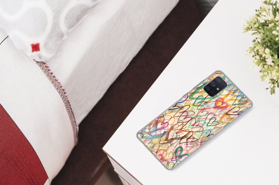 Coque Samsung Galaxy A71 - Un dessin avec des coeurs - Siliconen