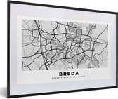 Fotolijst incl. Poster - Stadskaart - Breda - Nederland - 60x40 cm - Posterlijst - Plattegrond