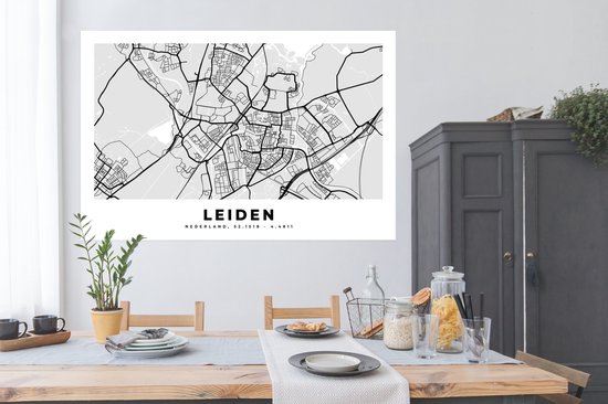Poster Plan de ville - Leiden - Nederland - 180x120 cm XXL