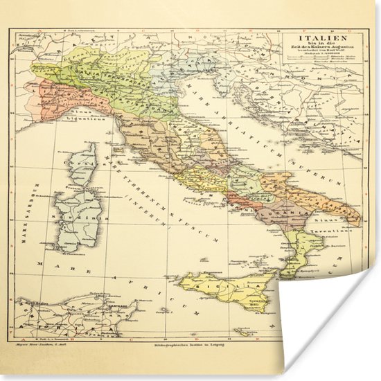 Poster Antieke kaart van Italië - 30x30 cm