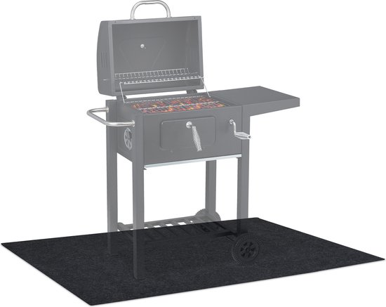Relaxdays barbecue vloermat - BBQ mat - 120 x 80 cm - beschermmat - antislip - antraciet
