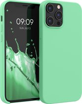 kwmobile telefoonhoesje voor Apple iPhone 12 Pro Max - Hoesje met siliconen coating - Smartphone case in pepermuntgroen