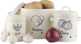 Ensemble de 3 bocaux de conservation Navaris - Pour pommes de terre, oignons et ail - Boîtes de conservation en métal - Pour le stockage et la durée de conservation - Lavable au lave-vaisselle